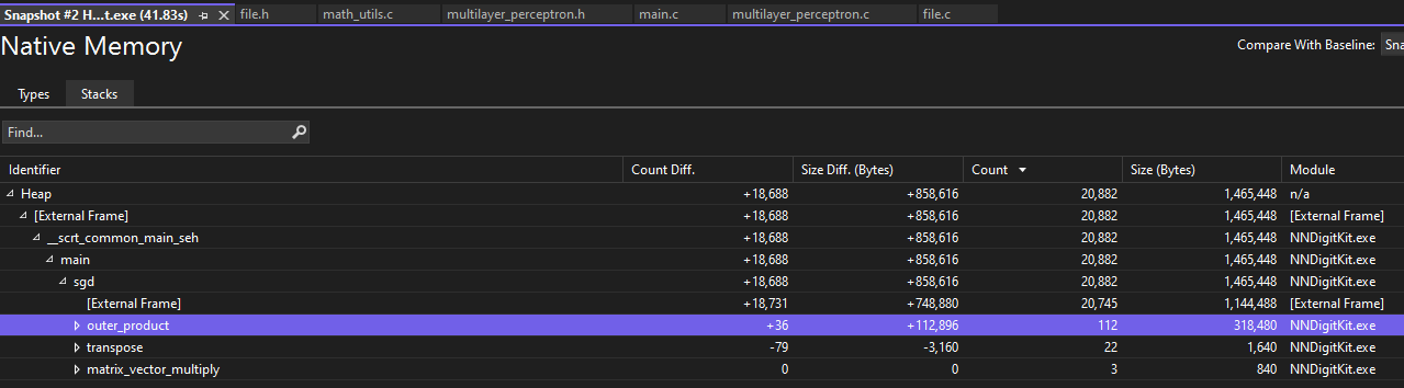 Debugging memory usage in Visual Studio